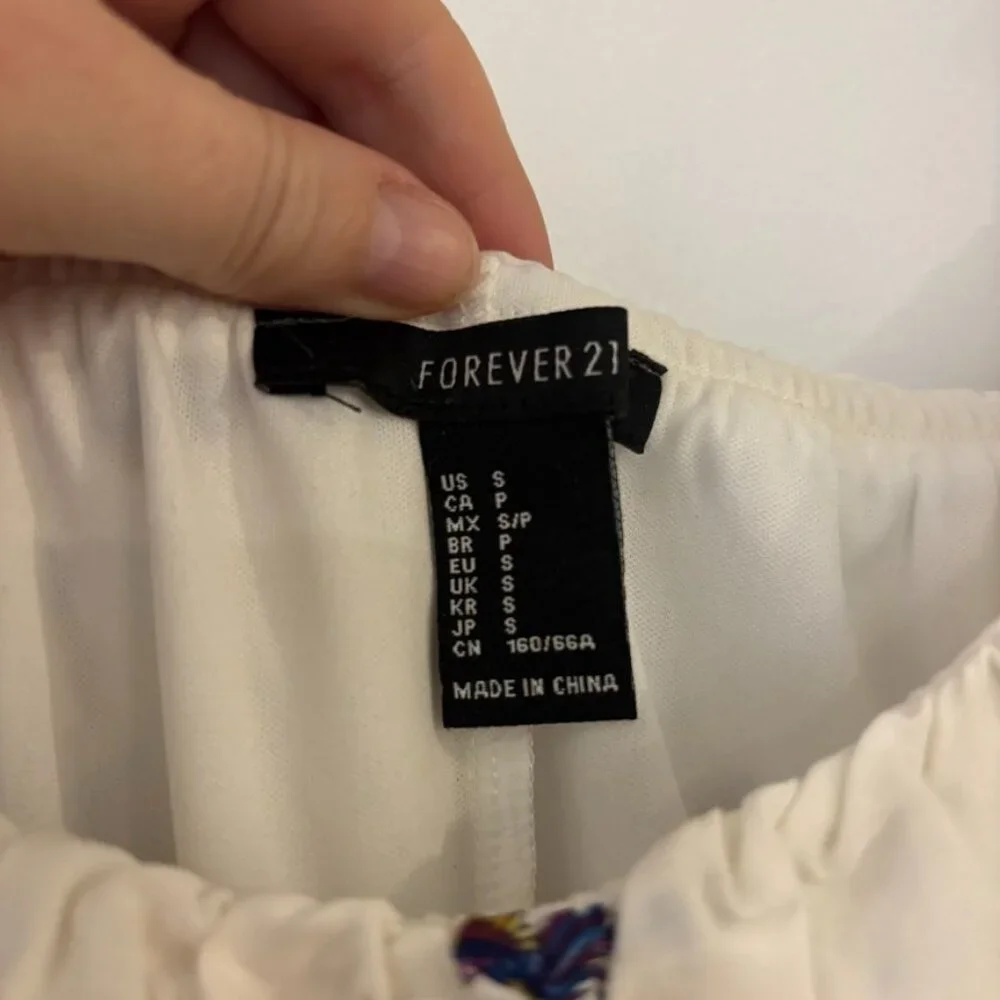 Forever 21 Off The Shoulder White Boho Romper - Picture 4 of 8